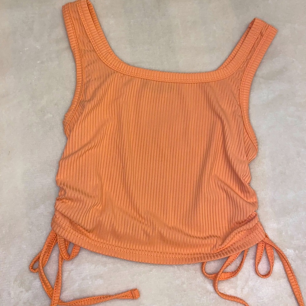 Cropped Ribbed Tank Top with Ties